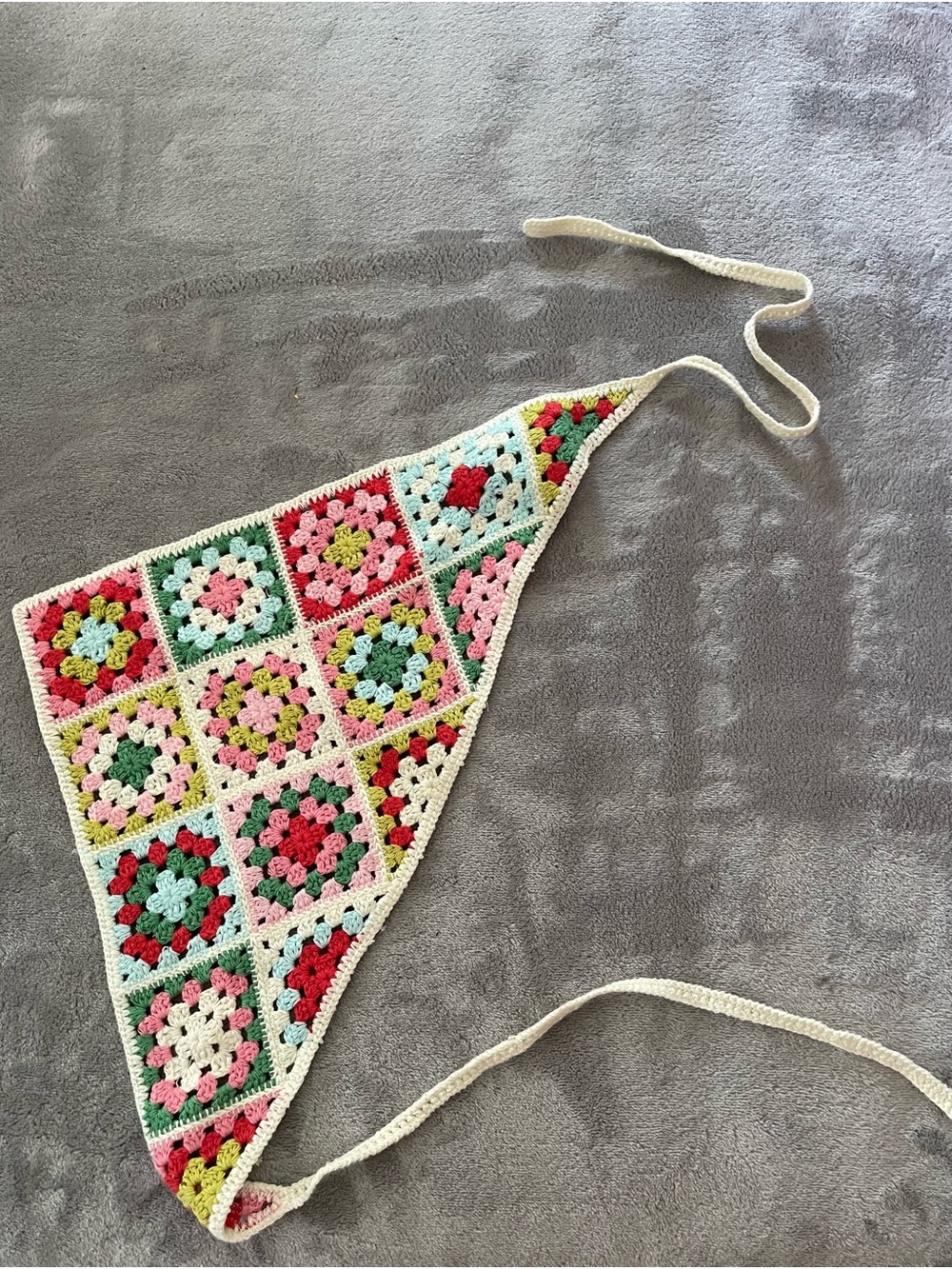 Handmade Crochet Triangle Headscarf - Multicolor
